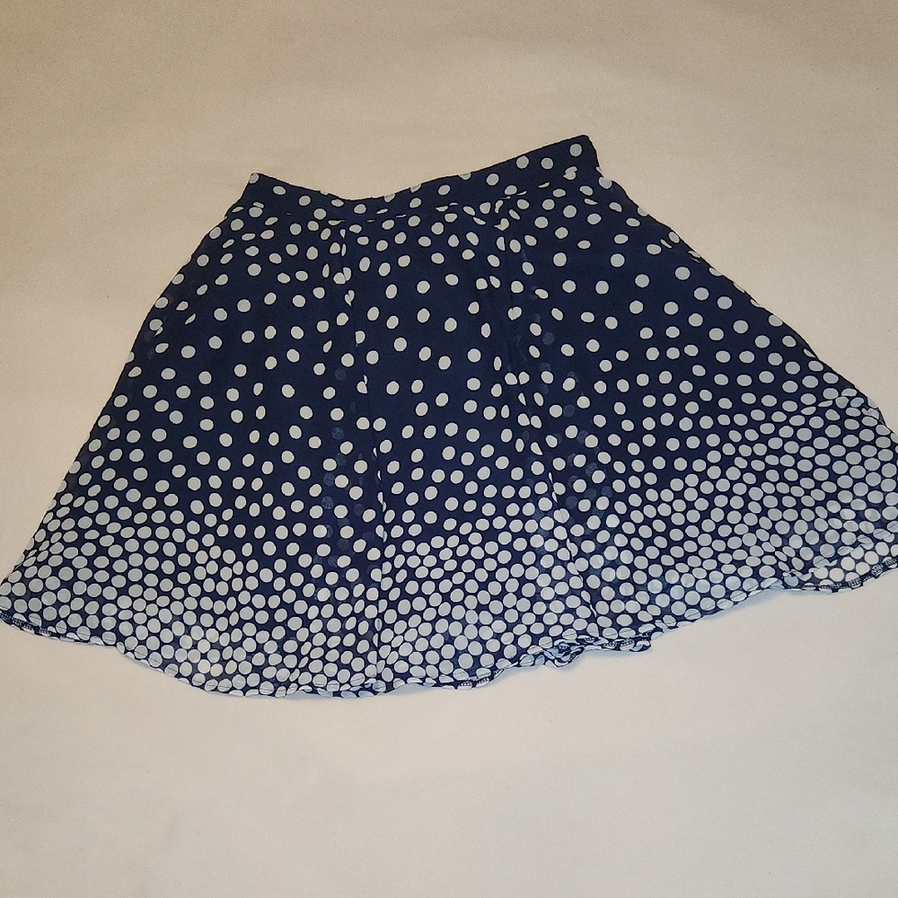 Miss Pinky Navy Blue Polka Dot Lined Skirt